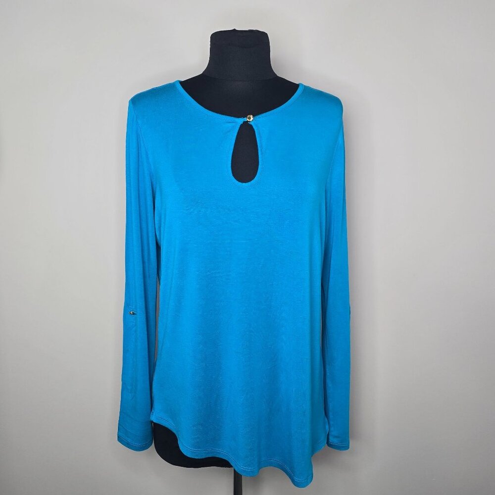 Michael Kors Turquoise Blue Spandex Long Sleeves Top Size M